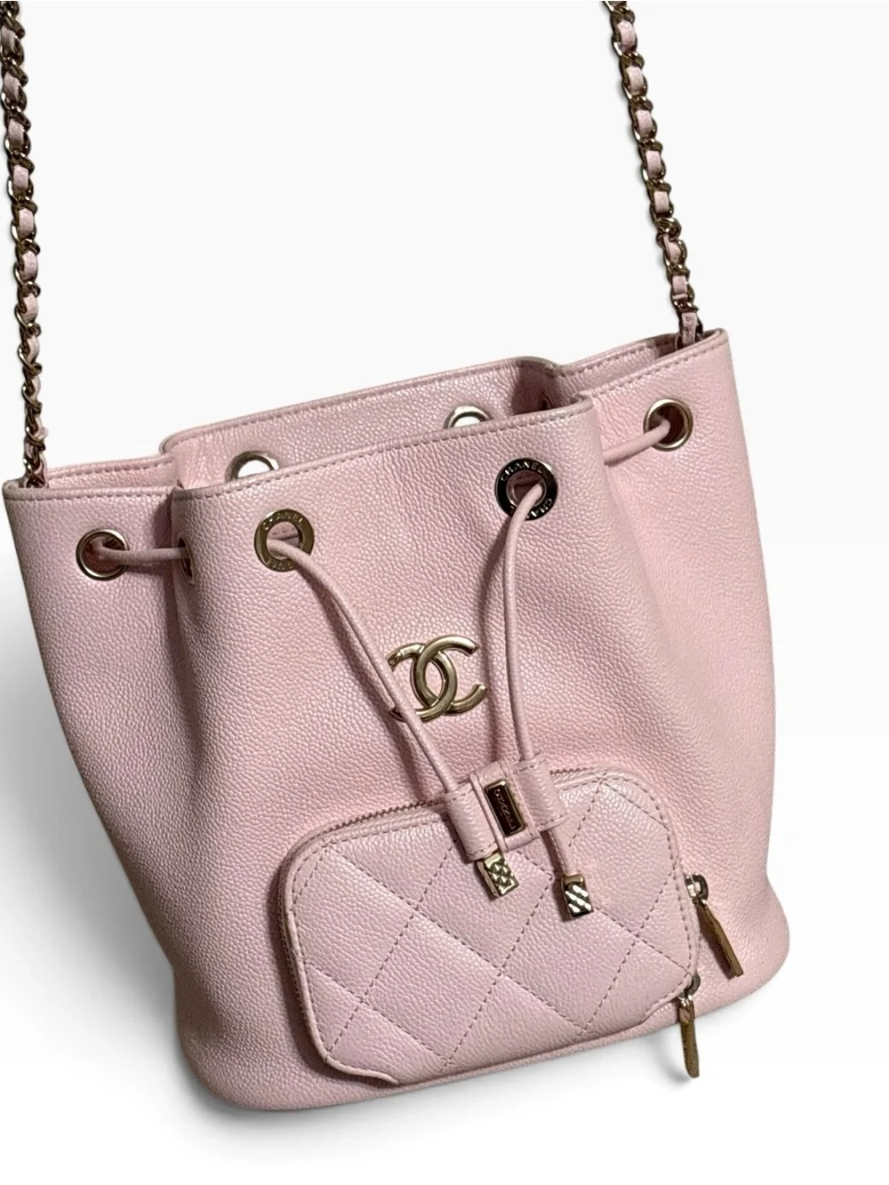 CHANEL Business Affinity Pink Caviar Bucket Bag